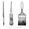 Vintage paint brushes collection hand drawing