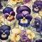 Vintage Pansy Background - Floral Art Wallpaper Illustration Print