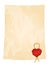 vintage paper sheet with blank heart wax seal