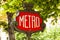 Vintage Parisian metro sign in Paris, France