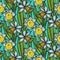 Vintage pattern with daffodils or narcissus.