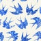 vintage pattern with little swallows, seamless pattern with bird