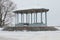 Vintage pavilion on the Vladimir Hill, it is one of the best parks in Kyiv, Ukraine. Winter morning view