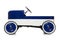 Vintage pedal car toy on white