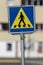 Vintage pedestrian transit traffic sign in Iceland