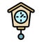 Vintage pendulum clock icon color outline vector