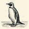 Vintage Penguin Image: Vector Illustration In The Style Of Zeiss Milvus 25mm F14 Ze