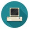 Vintage personal computer icon in flat design.