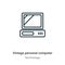 Vintage personal computer outline vector icon. Thin line black vintage personal computer icon, flat vector simple element