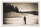 Vintage photo skiing little girl in snow Old picture