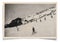 Vintage photo skiing man in snow Antique picture