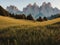 vintage photography of the italian dolomites in springtime at sunset