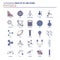 Vintage Physics Icon set - 25 Flat Line icon set