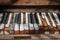 vintage piano keyboard closeup - piano keys