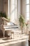 Vintage Piano in Stylish Living Room with Artistic Decor