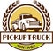 Vintage Pick Up Truck Circle Wreath Retro