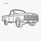 Vintage pickup truck vector illustration. Oldschool american car