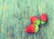 Vintage picture strawberry on wood background