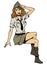 Vintage pin up soldier saluting girl