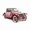 Vintage Pink Car: Detailed Engraving Illustration With 1920s Charm