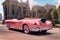 vintage pink convertible car illustration generative ai