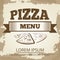 Vintage pizza poster design with hand drawn elements