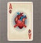 Vintage playing card vector illustration of the ace of hearts