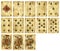Vintage Playing cards of Clubs suit - isolated on white