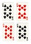 Vintage playing cards showing four tens.