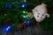 Vintage plush pig - a symbol of the New Year holidays next to th