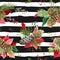 Vintage Poinsettia Flowers Background - Seamless Christmas Pattern