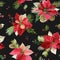 Vintage Poinsettia Flowers Background - Seamless Christmas Pattern