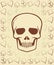 Vintage poker elements with skull, vector