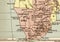 A vintage political map of South Africa in sepia.