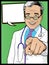 Vintage Pop Art Doctor with Pointing Hand