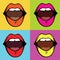 Vintage pop art illustration of lips.