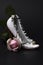 Vintage porcelain high heel shoe with wet pink rose