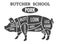 Vintage pork butcher diagram