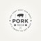 Vintage pork pig restaurant meat shop badge logo