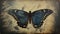 Vintage Portraiture: Black And Blue Butterfly Calotype Print