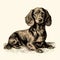 Vintage Portraiture: A Detailed Illustration Of A Cute Dachshund Dog