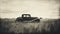 Vintage Portraiture: A Moody Scene Of An Old Car In A Grassy Field