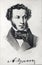 Vintage portraoit of Russian poet Alexander Pushkin