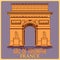 Vintage poster of Arc De Triomphe in Paris famous monument inFrance