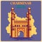 Vintage poster of Charminar in Hyderabad famous monument of India