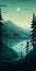 Vintage Poster Design: Calm Waters In The Wilderness Landscape