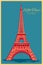 Vintage poster of Eiffel Tower in Paris famous monument in France