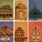 Vintage poster of famous landmark place with heritage monument in India