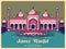 Vintage poster of Jama Masjid in Delhi famous monument of India