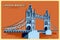 Vintage poster of London Bridge famous monument in United Kingdom